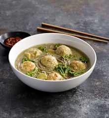 Ginger Chicken Meatballs in Scallion Broth
