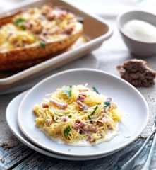 Courge spaghetti façon carbonara