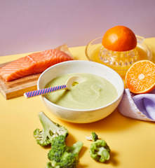 Brokkoli-Kartoffel-Brei mit Lachs