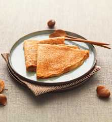 Chestnut Flour Pancakes with Apple Compote
