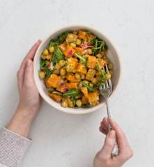 Warm sweet potato and chickpea salad