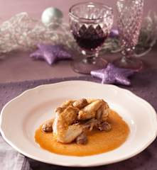 Picantones con salsa de uvas