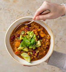 Hearty lentil chilli