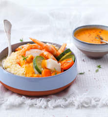 Couscous de crevettes et sa bisque