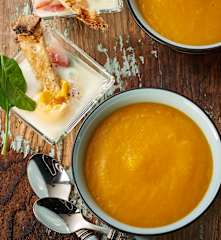 Vegetable Soup, Eggs En Cocotte with Spinach