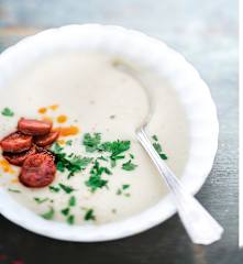 Velouté de haricots tarbais au chorizo