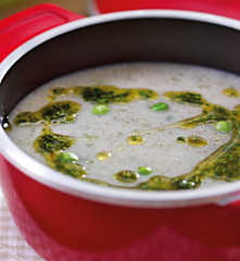 Creme de inhame e ervilha