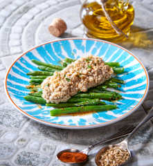 Filetti di cernia ai semi di finocchio con olio aromatizzato alla paprika