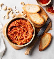 Vegan Roasted Pepper and Cashew Toasts