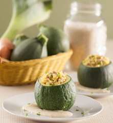 Calabacines rellenos de arroz y carne