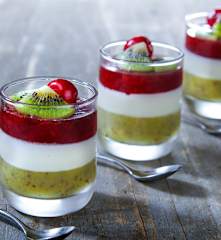 Panna cotta kiwi e ciliegie