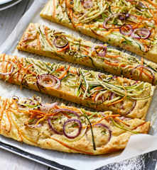 Gemüse-Schinken-Pfannkuchen vom Blech