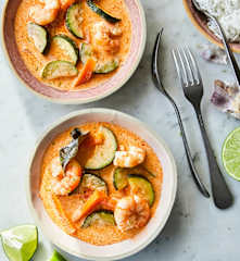 Curry de crevettes et courgettes