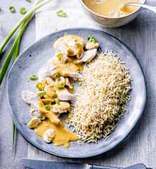 Poulet aux légumes, sauce à la crème