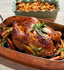 Orange Roast Chicken with Bacon Stuffing