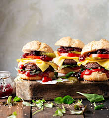 Burgers Végétaliens aux Haricots rouges avec Sauce aux Airelles rouges