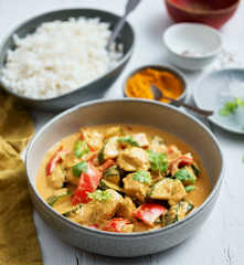 Hähnchen-Kokos-Curry mit Reis