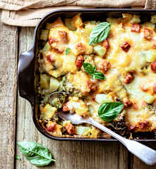 Gratin de pommes de terre, brocoli, comté et chorizo