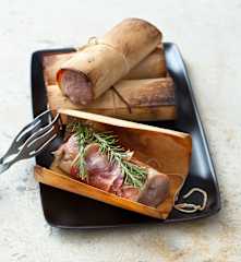 Cedar-wrapped pork with rosemary