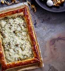 Tarte de cogumelos e alho-francês