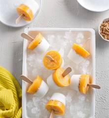 Mango, coconut and lychee icy poles