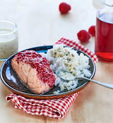Le saumon sauvage au vinaigre de framboise