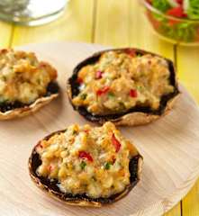 Zapečené portobello s bílou klobásou