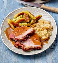 Schweine-Krustenbraten mit Senfsauce