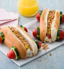 Perritos de pollo con jamón y queso