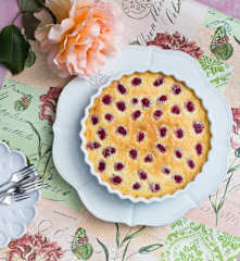Raspberry and lemon flan