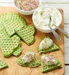 Gaufres vertes moelleuses au fromage frais