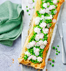 Tarte filo aux petits pois et crème de chèvre