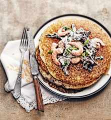 Crêpes healthy aux crevettes et champignons noirs