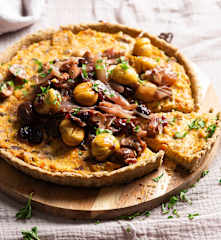 Chestnut, Mushroom and Cranberry Tart