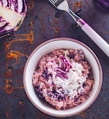 Risotto al cappuccio viola e robiola