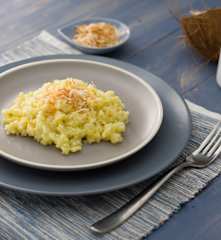 Risotto al curry con leche de coco