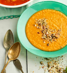 Creme de abóbora e couves-de-bruxelas