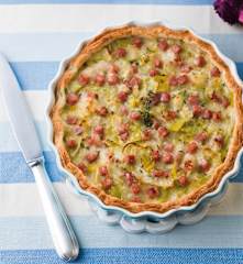 Tarte de alho-francês e fiambre