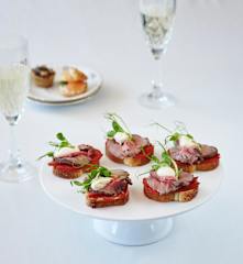 Beef tapenade crostini