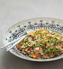 Rice salad with warm mustard dressing