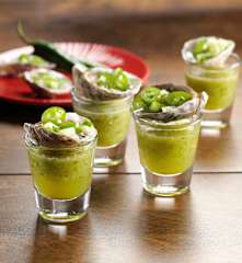 Spicy Tomatillo Oyster Shooters