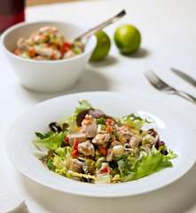 Pollo frío en vinagreta de lima