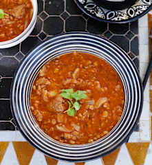 Harira - Sopa de lentilhas com carne
