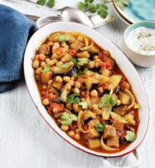 Curry d'aubergines, tomates et pois chiches