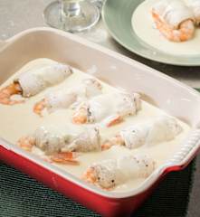 Rollitos de lenguado y gambas