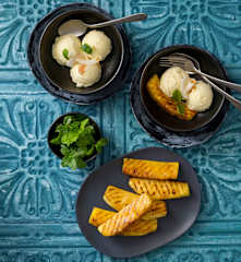 Piña colada ice cream with grilled pineapple