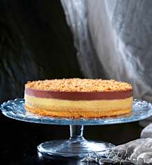 Bavarese su dacquoise alle nocciole con cremoso al cioccolato