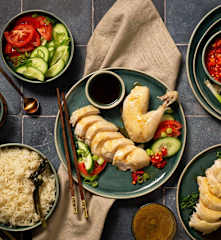 Hainanese chicken and rice