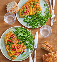 Omelette aux poivrons et lardons à l'espagnole