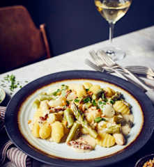 Gnocchi in Spargel-Rahmsauce